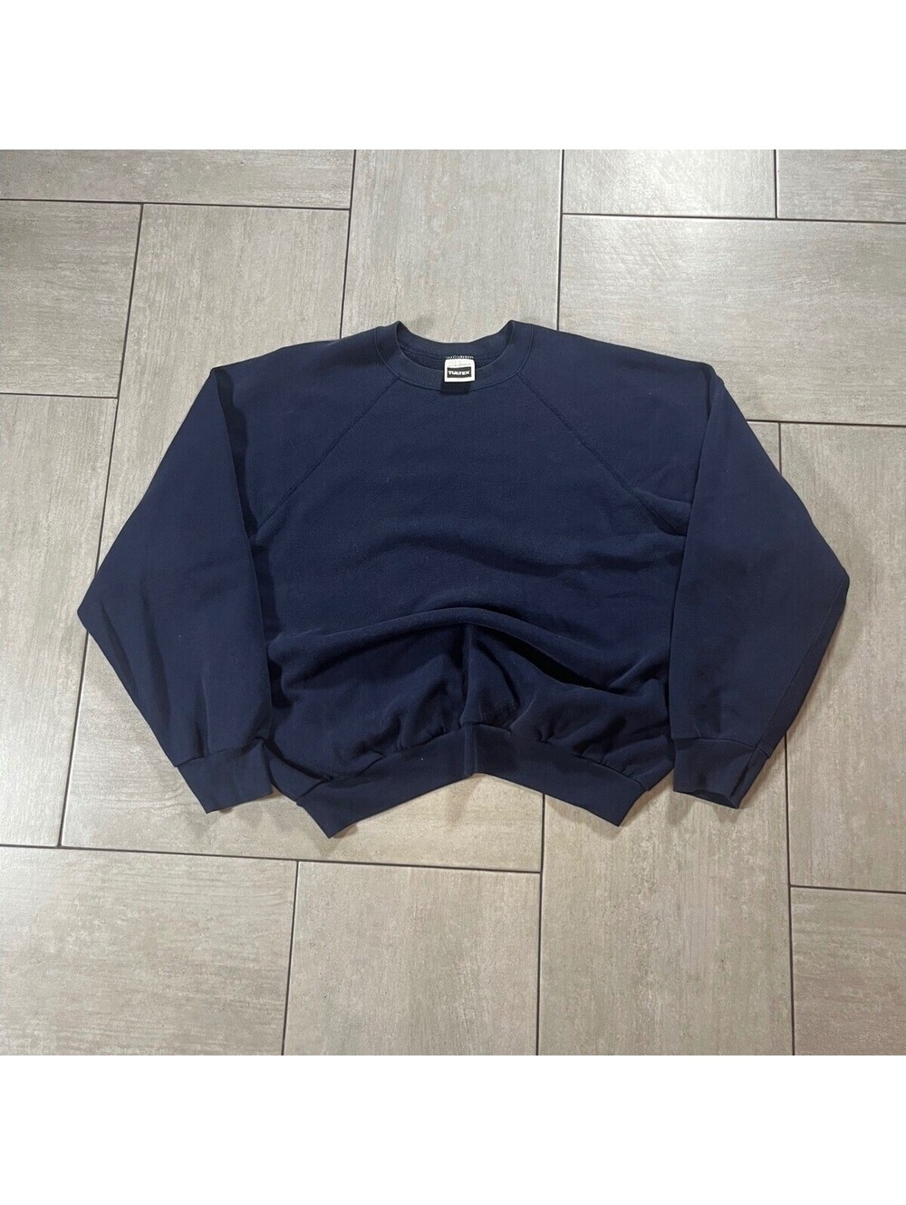 Tultex Vintage Navy Blue Blank Raglan Sweatshirt Made in USA 2XL 1073